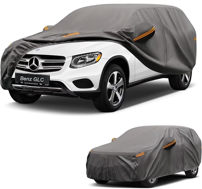 Kayme Heavy Duty SUV Car Cover Custom Fit for Mercedes Benz GLC300 GLC350e GLC43 63 2016-2026, Waterproof All Weather Outdoor Full Protection, UV Sun Rain Resistant with Zipper Door Windproof Strap