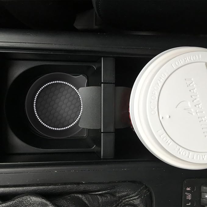 2 PCS Car Cup Coasters, Universal Cup Holder Coaster for Car Accessories, Bling CupHolders Insert for Women Non-Slip Silicone Car Cup Holder Coasters
