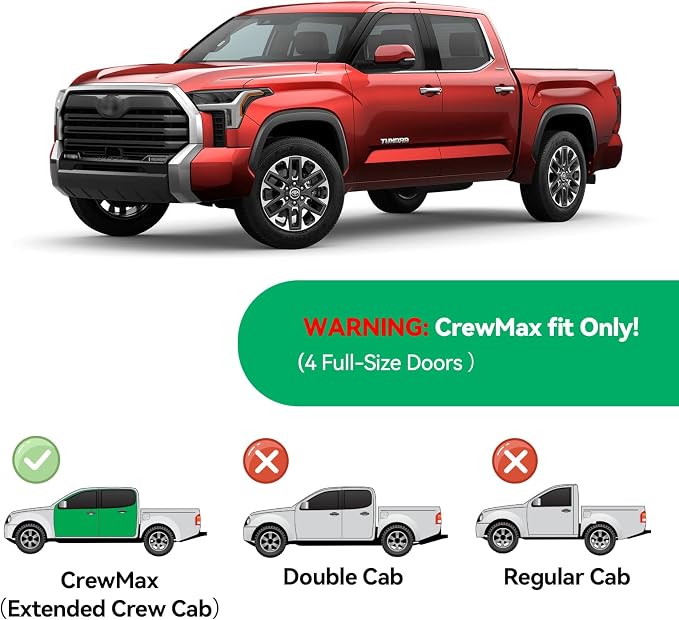 TPE Automotive Floor Mats Custom for 2022-2026 Toyota Tundra (Only for CrewMax Cab), All Weather Cover Protection Waterproof Black Floor Liner Front & Rear Row Full Set Car Mats, 3PCS