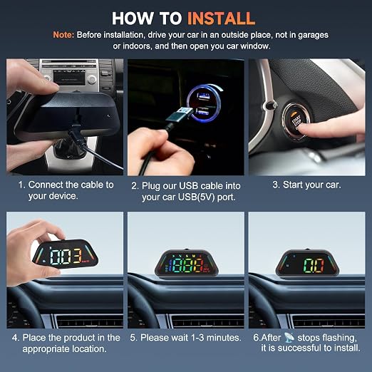 Color Digital Speedometer Heads Up Display for Vehicles,Multiple Color Options, Real-Time Speed, Auto Brightness, Overspeed Alert,360-degree Bracket,Plug and Play,Suitable for All Cars ﻿