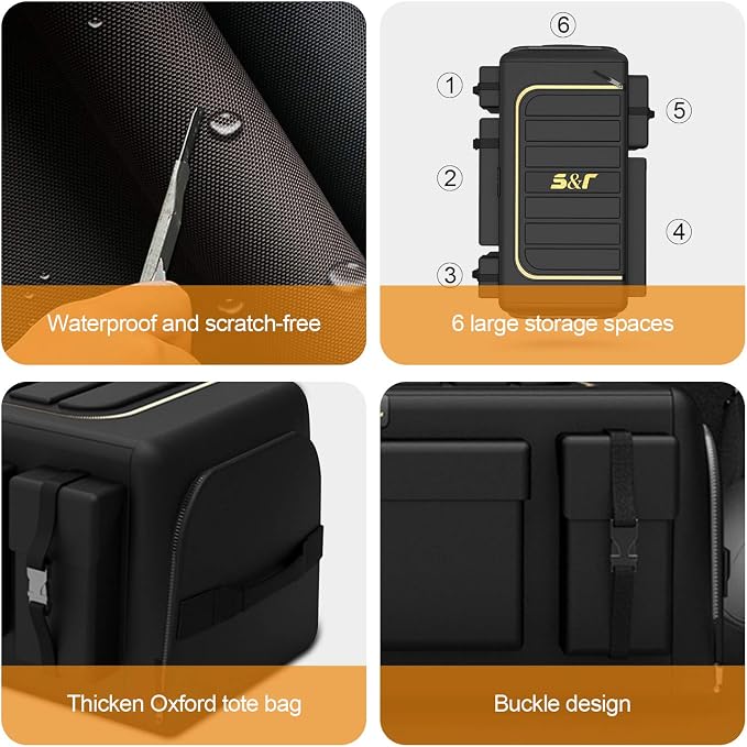 Ergocar Car Trunk Organizer Car Boot Storage Organiser Multi Pocket Car Boot Tidy Storage 3 Times Size Folded Portable Waterproof 1680D Oxford for Car/SUV/Truck/Auto