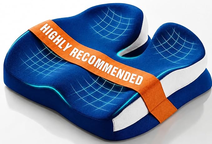 Memory Foam Seat Car Computer Desk Chair Cushion，Cushion For Tailbone Pain Relief Cushion Office Chair Butt Pillow Seat Cushions For Office Chairs Wheelchair Cushion For Long Sitting Back Pain Blue | Suitable for prolonged sitting, relieves tailbone pa...