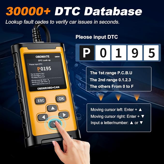 OBD2 Scanner Diagnostic Tool with Battery Test, Read&Clear Codes View Live Data I/M Readiness Freeze Frame, OBDII Check Engine Code Reader for 99% Cars Since 1996