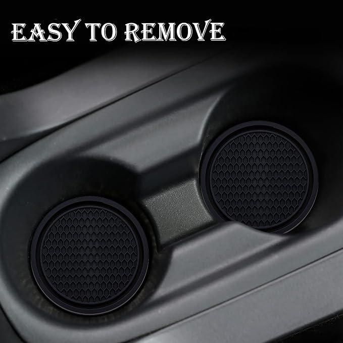 4PCS Car Cup Holder Coaster, Universal Auto Non-Slip Cup Holder Coaster, 2.75In Universal Non-Slip Recessed Car Interior Accessories (Black)