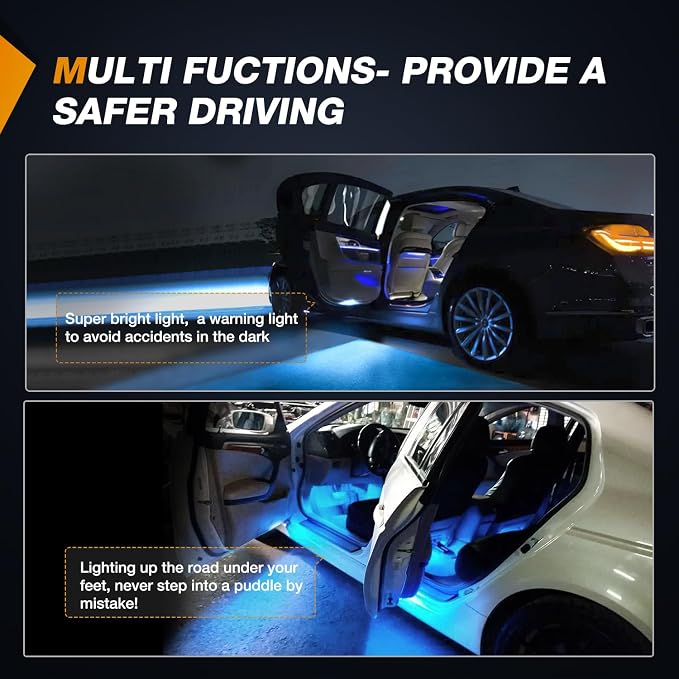 Nilight 2PCS LED Interior Door Panel Light Courtesy Warning Lights Aqua Beam Plug and Play Compatible with BMW 1 3 5 6 7 Series Z4 X3 X5 X6 E82 E88 E90 F03 E60 F10 E65 E66