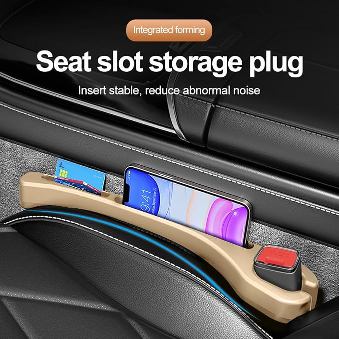 2PCS Car Seat Gap Filler Organizer with Phone Holder,[Upgrade Version] Car Seat Gap Organizer for Prevent Falling,Essential Car Accessories Car Side Seat Gap Filler (Beige)