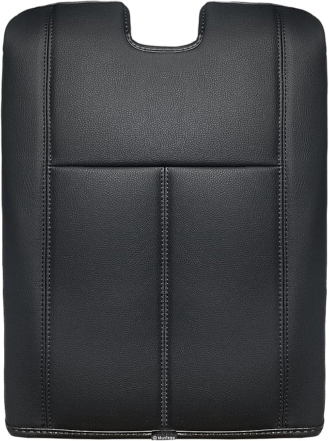 Muslogy Center Console Armrest Cover Fit for Chevy Silverado/Tahoe &GMC Sierra/Yukon/Suburban 2007-2013 Accessories, Comfort Armrest Pad Console Lid Cushion Vegan Leather Regular Thick(Jump Seat ONLY)