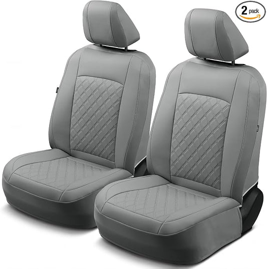 GIANT PANDA Front Seat Covers for Nissan Rogue Altima Sentra Versa Kicks Frontier Murano Pathfinder Maxima,Faux Leather Bucket Seat Cover Fit Nissan Seat Protectors (Gray Diamond) 2-Pack