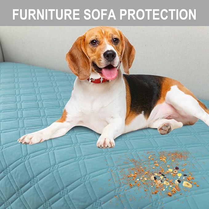 Genina L Shape Couch Cover, Sectional Couch Chaise Covers, Waterproof Washable Sofa Covers for Left L Shape Chaise Lounge, Anti-Slip Sofa Slipcovers for Dogs Cats Pet Friendly(Blue)