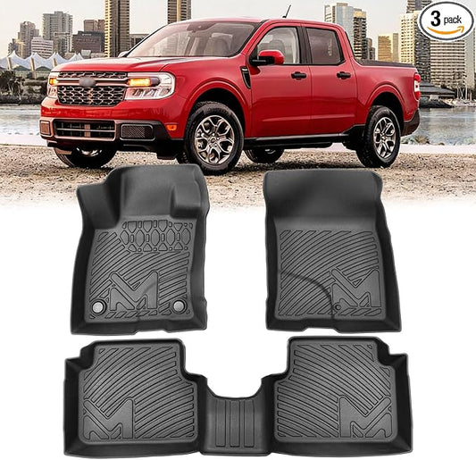 TPE Automotive Floor Mats Custom for 2022-2026 Ford Maverick (Not for Hybrid) &21-25 Bronco Sport, All Weather Cover Protection Waterproof Black Floor Liner Front & Rear Row Full Set Car Mats, 3PCS