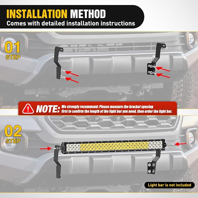 Nilight Front Lower Hidden Bumper Mounting Brackets for 32inch Single Double Row LED Light Bar Compatible with 2016-2023 Toyota Tacoma