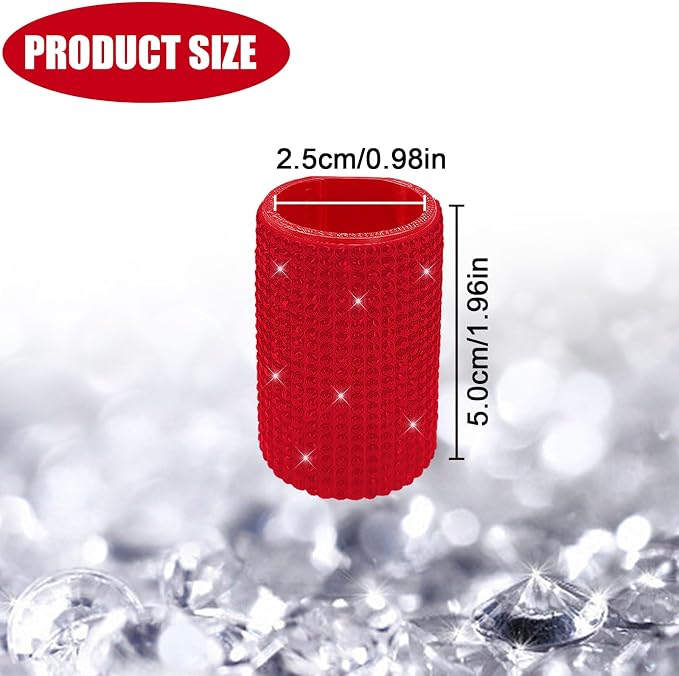 Upright Car Chapstick Holder, Bling Insulating Lip Balm Holder,Rhinestone Car Accessories for Women Interior ,Suitable for Most Vehicles. (Red)