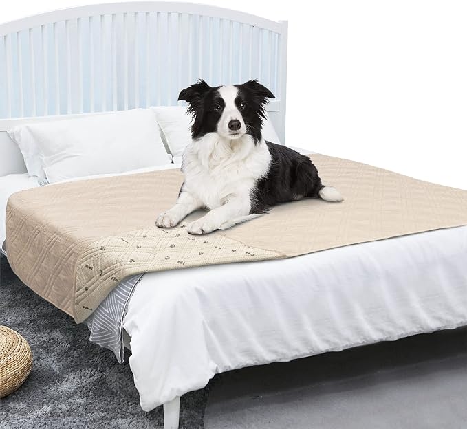 PetAmi Waterproof Couch Cover for Dogs, Non-Slip Leakproof Sofa Furniture Protector for Pet Cat, Machine Washable Bed Blanket for Car Seat, 68x82 Beige