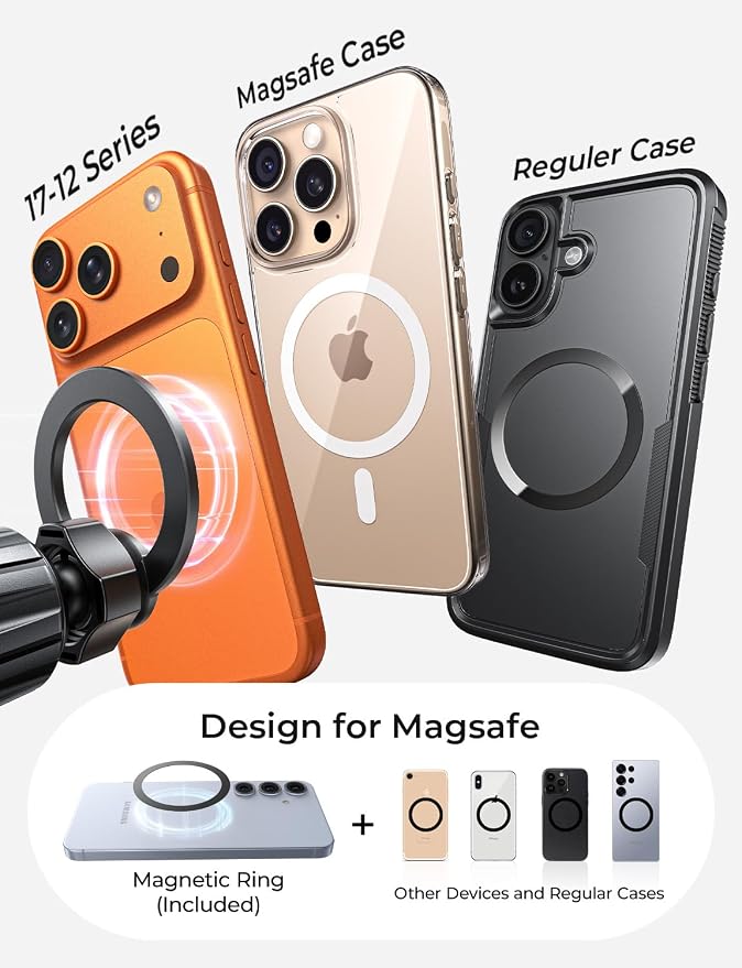 LISEN for MagSafe Car Mount,Car Accessories for Women Men [2025 Ultra] Magnetic Phone Holder for Car 360 Dashboard Vent Phone Mount for Car Organization iPhone 16 15 14 13 12 Pro Plus Mini,Purple