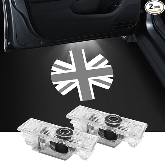 2Pcs Car Door Lights Projector for Clubman/Countryman/Paceman/Sports/Cooper R55 R56 R57 R58 R59 R60 R61 F55 F56 F57 Car Accessories - Ghost Shadow Welcome LED Puddle Lights (Gray)