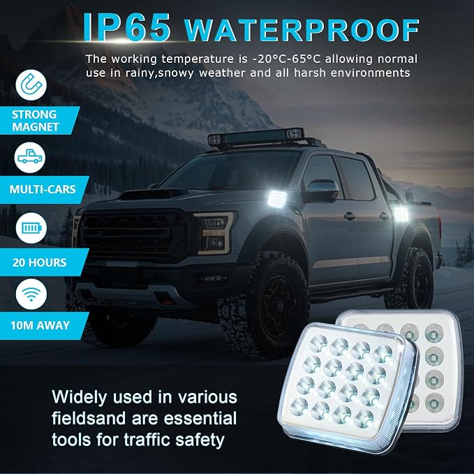 Wireless Rechargeable LED Road Flares Magnetic Portable Emergency Strobe Lights for Trucks Cars