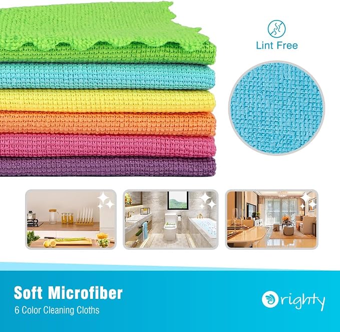 Orighty Microfiber Cleaning Cloth Bulk, 150 Pack Cleaning Rags 12x12 inch | Reusable Microfiber Towels for Cars, Ultra-Soft & Absorbent Lint Free Cloths for House, Kitchen