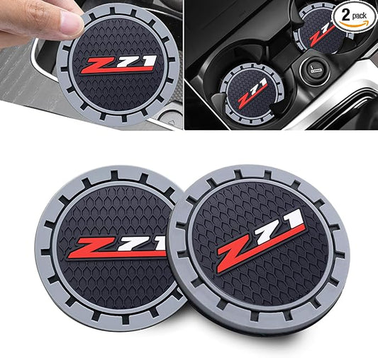 Car Cup Coaster for Chevy Z71 Recessed Silicone Cup Holder Coaster Interior Accessories 2.75in 2Pieces