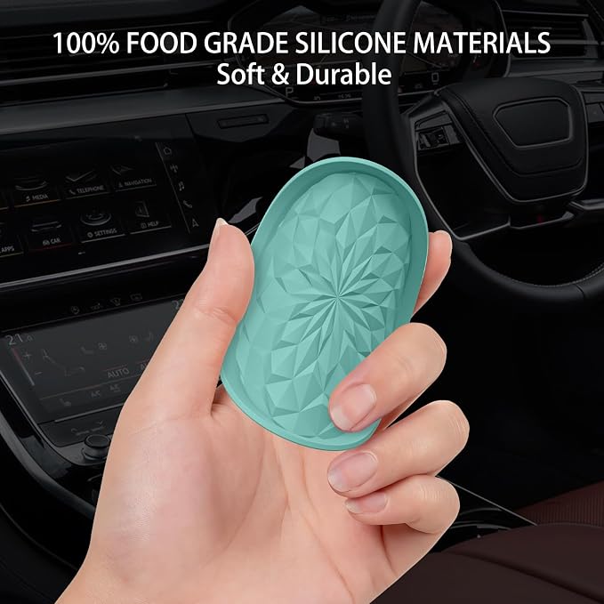 ME.FAN Car Coasters for Cup Holders [4 Pack] - 2.75in Silicone Auto Mug Mats - Universal Non-Slip Recessed Car Interior Accessories Teal Blue