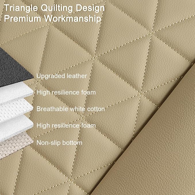 Black Panther 1 Pair Luxury Car Seat Covers Front Bottom Seat Cushion Covers, Anti-Slip and Wrap Around The Bottom, Fit 95% of Vehicles - Beige