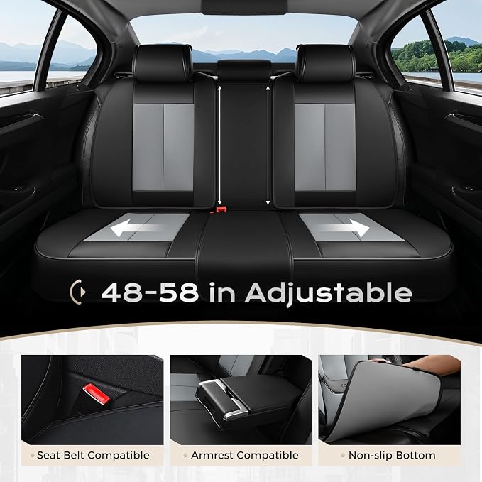 Coverado Car Seat Covers, Seat Covers for Cars, Waterproof Leather Auto Seat Protectors, Leather Car Seat Cushion, Car Interiors Accessories Universal Fit for Most Cars