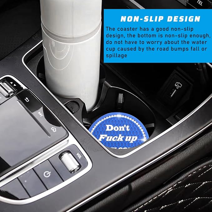 4 PCS Bling Car Cup Coaster, 2.75 Inch Anti-Slip Cup Holder Insert Coasters, Universal Crystal Rhinestone Auto Drink Car Cup Mat, Interior Car Accessories for Women Girls (Dark Blue)