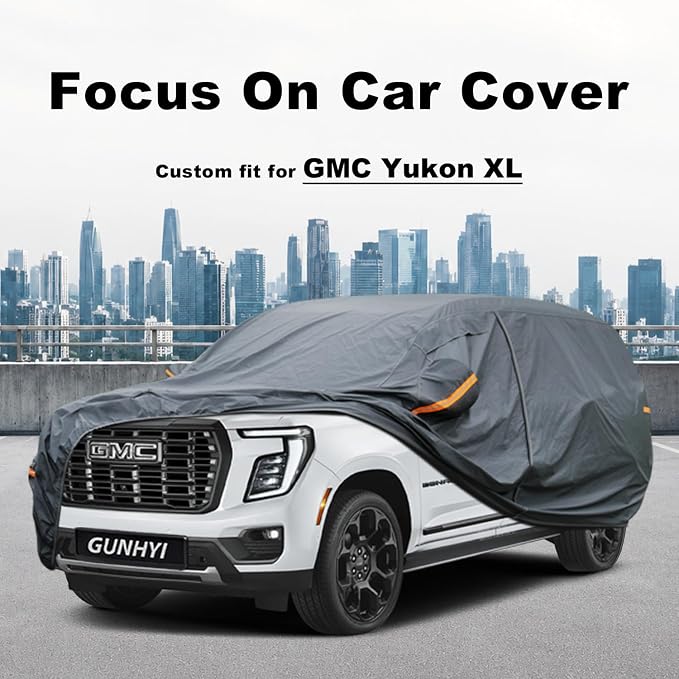 GUNHYI Premium Car Cover Custom Fit GMC Yukon XL (2000-2026), 16 Layers Heavy Duty Car Cover Waterproof All Weather with Zipper Door for Sun Rain Snow Dust Uv Protection