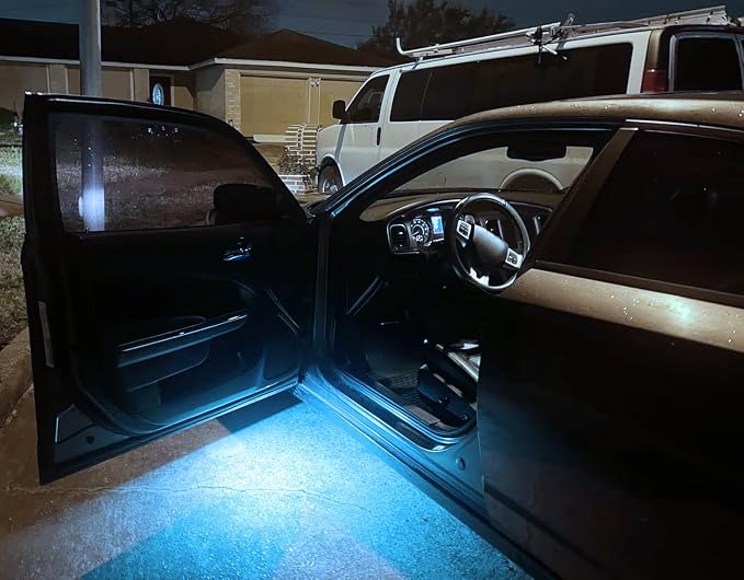 iJDMTOY Aqua Ice Blue 18-SMD Full LED Under Side Door Courtesy Lights, Footwell Lights, Compatible with Dodge Charger Challenger Dart Stratus Magnum Avenger, Chrysler 200 300 Sebring