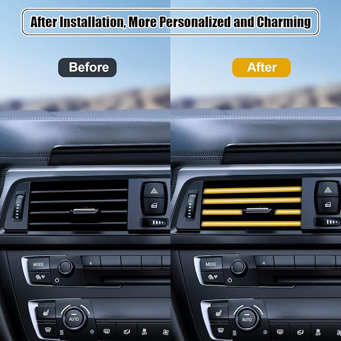 20 Pieces Universal Car Air Conditioner Vent Trim Decoration Strip Accessories, Waterproof Flexible Shiny Auto Car Interior Accessories for All Air Vent Outlet