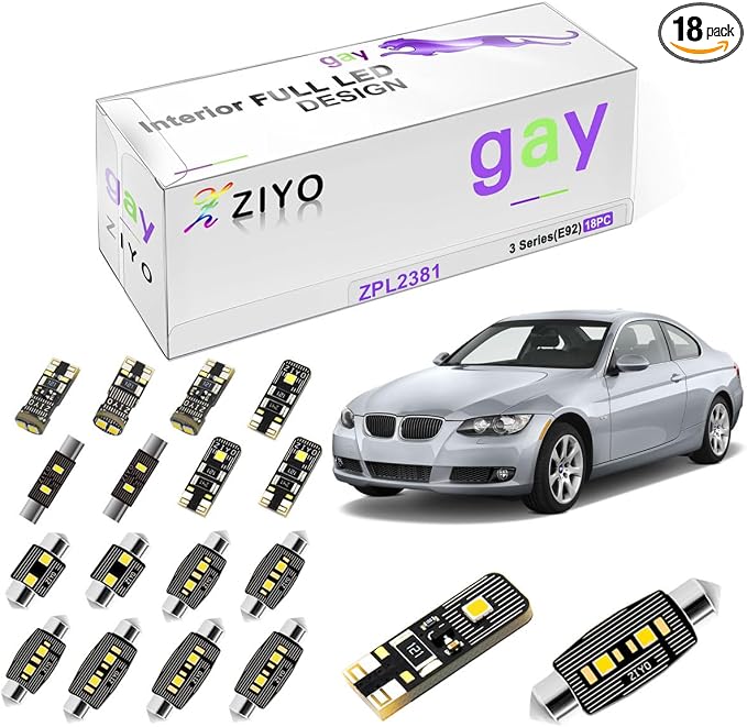 ZIYO LED Interior Light Kit Replacement for BMW E90 E91 E92 E93 3 Series 2005-2013, 6000K Xenon White LED Dome Light Bulbs Upgrade Error Free (BMW E92 Coupe (18 Bulbs))