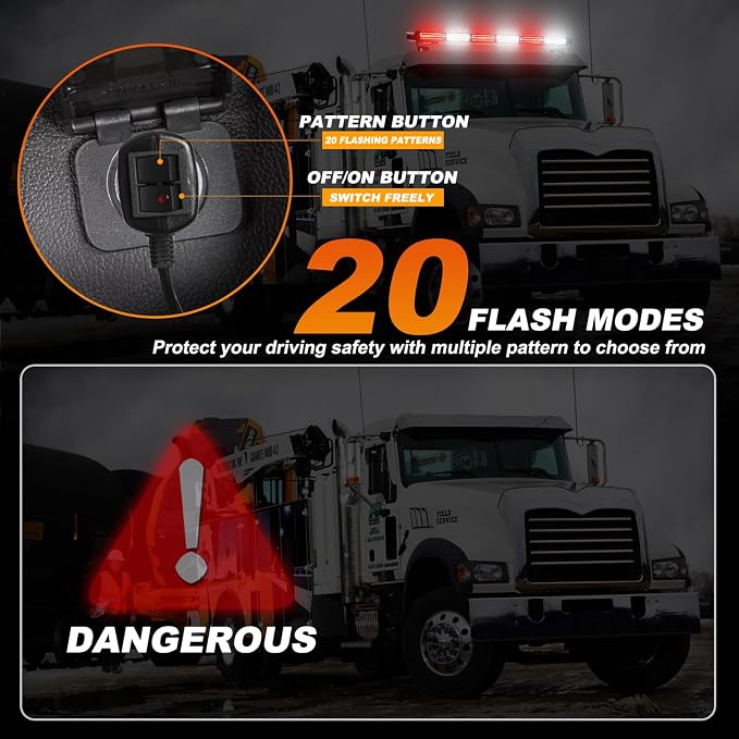 ASPL 26inch 126 LED Rooftop Emergency Strobe Lights Bar Double Side Flashing Safety Warning Traffic Advisor Light Bar Hazard Snow Plow Light for Work Trucks Vehicles Construction Tow Pickup(Red/White)