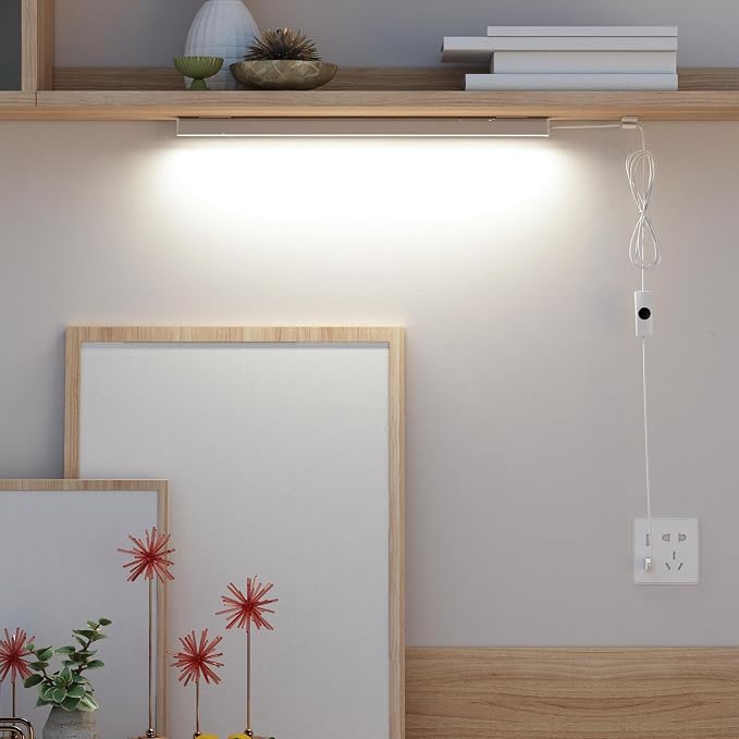ASOKO 12 Inch Under Counter LED Lights Dimmable 5000K Plug in Light | ASOKO 12" Under Cabinet LED Light Strip, Dimmable 5000K Plug in Counter Light for Kitchen Desk Shelf