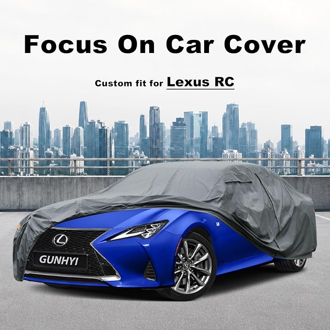 GUNHYI Premium Car Cover Custom Fit Lexus RC, 16 Layers Heavy Duty Car Cover Waterproof All Weather with Zipper Door for Sun Rain Snow Dust Uv Protection