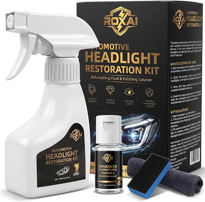 Car Headlight Restoration Kit, Quick & Simple Spray-On Formula for Oxidized & Yellowed Headlamps, Restores Clarity with Hydrophobic Protective Coating, Long-Lasting Results for Cars, Trucks, SUV