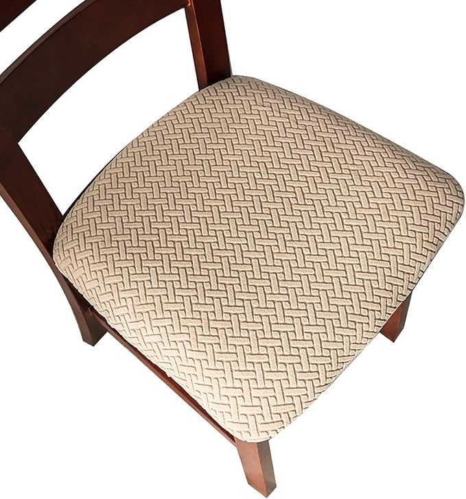Genina Seat Covers for Dining Room Chair Seat Slipcovers Kitchen Chair Covers (Khaki, 2 Pcs)