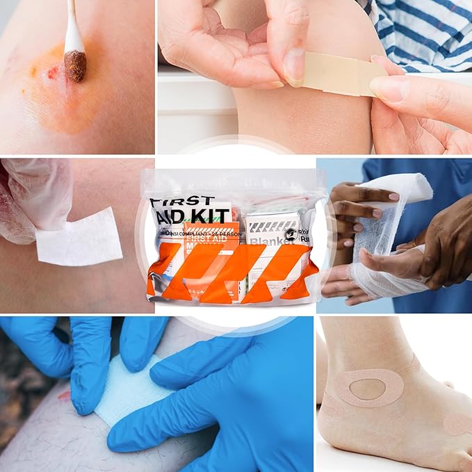 RHINO RESCUE 240pcs First Aid Kit Refill Supplies | Emergency Extra Replacement Kit, Restock Supply Pack, Self-Sealing Bag, HSA/FSA Approved