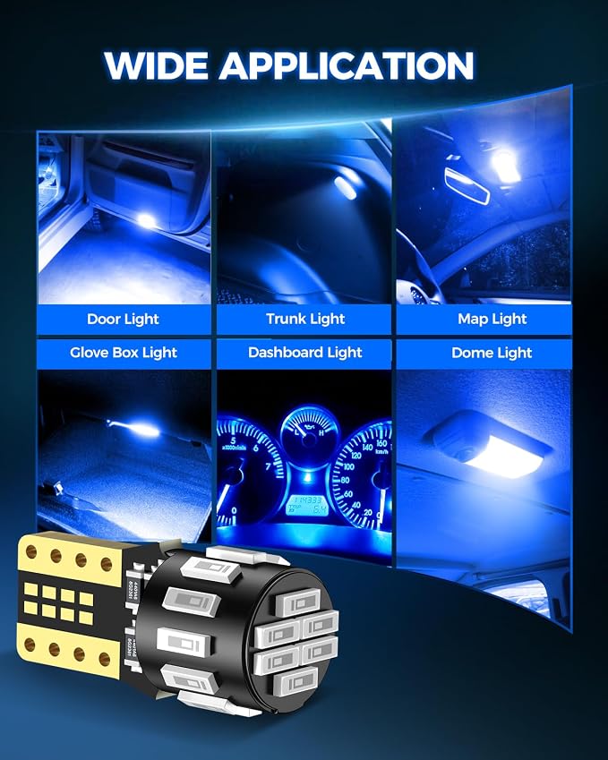 Marsauto 194 LED Bulb Blue for Dome Map Light, 168 2825 W5W T10 Wedge Replacement Super Bright LED Light Bulbs for Car Courtesy Step Dash Side Marker Trunk RV Interior Lighting