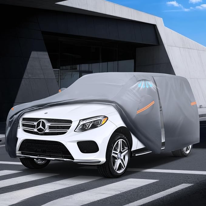 Waterproof Mercedes-Benz GLE350 GLE400 GLE450 GLE43 GLE53 GLE63(2015-2026) Car Cover with Breathable Vents, [Upgrade] Premium Covers with Cotton Liner and Zipper Door,Sun Rain Snow Protection.