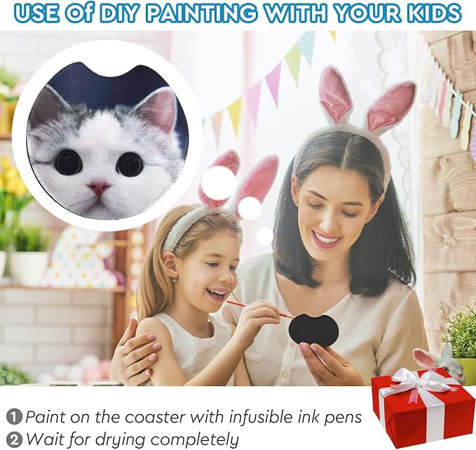 100PCS Sublimation Blank Car Coasters,2.75in/5mm Circular Opening Blank Sublimation Coasters for Thermal Sublimation Heat Transfer DIY Crafts Painting
