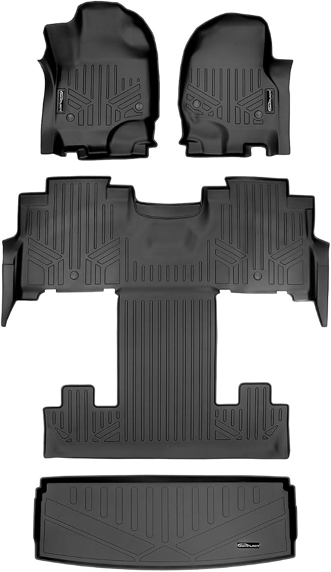 SMARTLINER Floor Mats Cargo Liner Behind 3rd Row Set Compatible with 2018-2025 Ford Expedition
