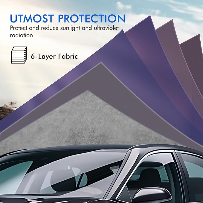 Car Cover Waterproof All Weather, 6 Layers Outdoor Full Exterior Cover Rain Sun UV Snowproof Protection with Zipper Cotton, Mirror Pocket for Toyota Camry