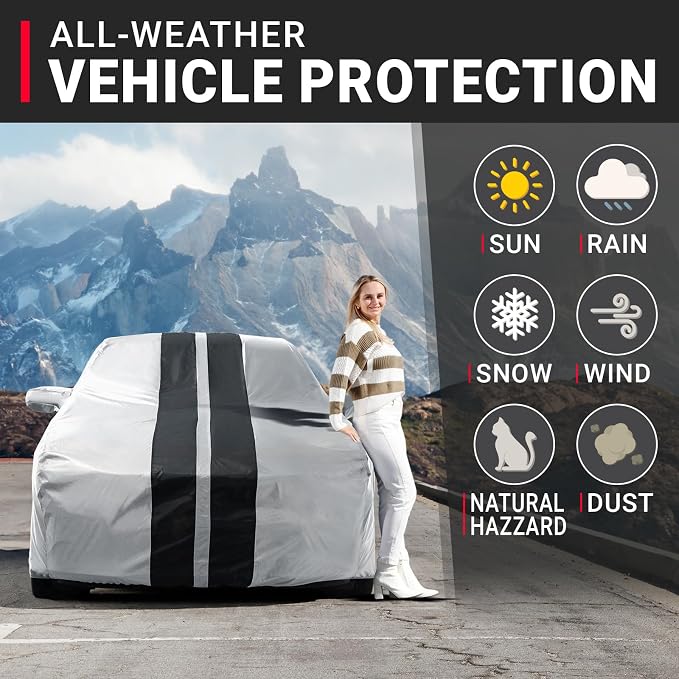 iCarCover Fits [2006-2025 Porsche Cayman] Premium Custom Car Cover Waterproof All Weather Resistant Outdoor Indoor Sun Snow Storm UV Protection Form-Fit Padded Cover with Straps - Gray/Black