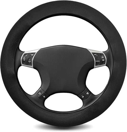 Silicone Steering Wheel Cover - Thicker Universal Stretchy & Anti-Slip Grips, Universal Fit 14"-16" Silicone Steering Wheel Protector for Men and Women, Car Interior Accessory (Black)