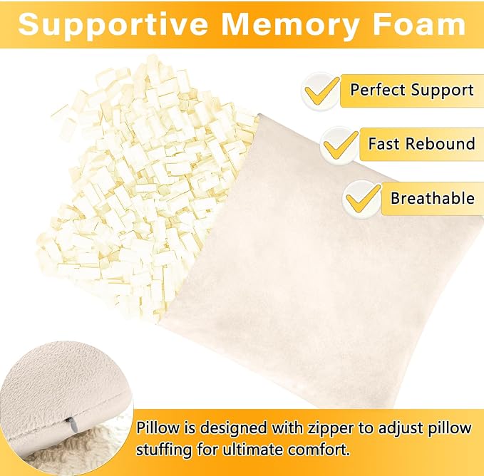 1 MIDDLE ONE 2 Pack Small Pillow, Memory Foam Mini Pillow 11 X 7 Inches for Travel, Sleeping, Nap and Neck, Knee, Lumbar Support, Tiny Cushion for Pet, Dogs (Off-White)