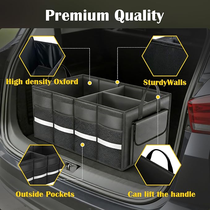 CloudDream Car Trunk Organizer, 70L Extra Large Capacity SUV Cargo Storage,Collapsible Waterproof Design for SUV, Truck, Minivan, Sedan, Auto Accessories