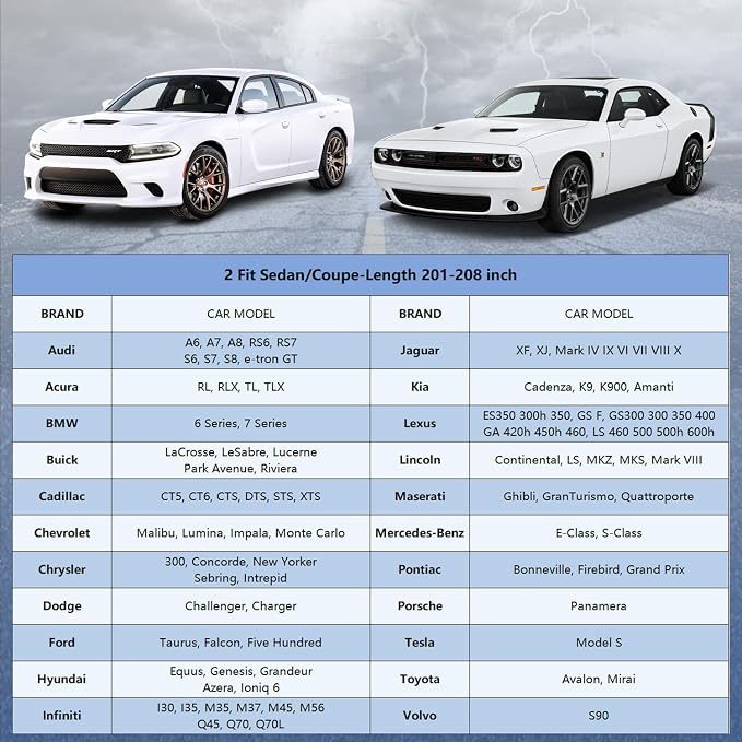 Car Cover Waterproof All Weather for Automobiles, Full Exterior Covers for Sedan & Coupe (201-208inch) Universal Fit for Dodge Charger/Challenger, Chrysler 300 etc.Rain Winter Sun Protection