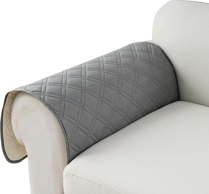 Genina Sofa Armrest Cover, Anti-Slip Armchair Slipcovers for Dogs Cats Pet, Water Resistant Couch Arm Cover for Backrest Recliner Loveseat, L Shaped Sofa, 23.6 x 27.5 Inches（2 Pieces）