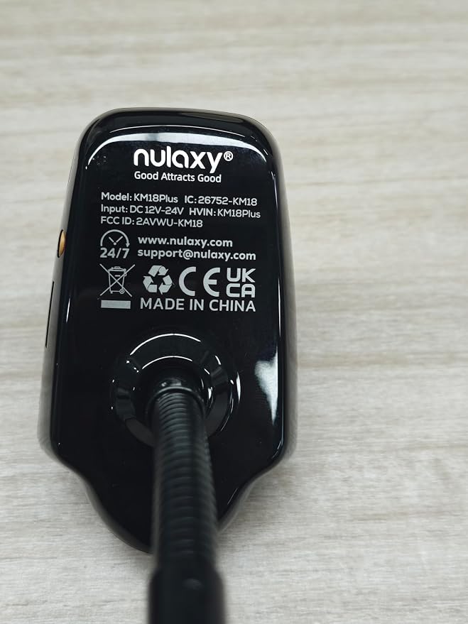 Nulaxy KM18plus Bluetooth 5.4 Car FM Transmitter,1.44" Large Screen Wireless Radio Adapter with 48W Dual Fast Charging (PD 30W & QC 18.0), Hands-Free Call, Matte Black