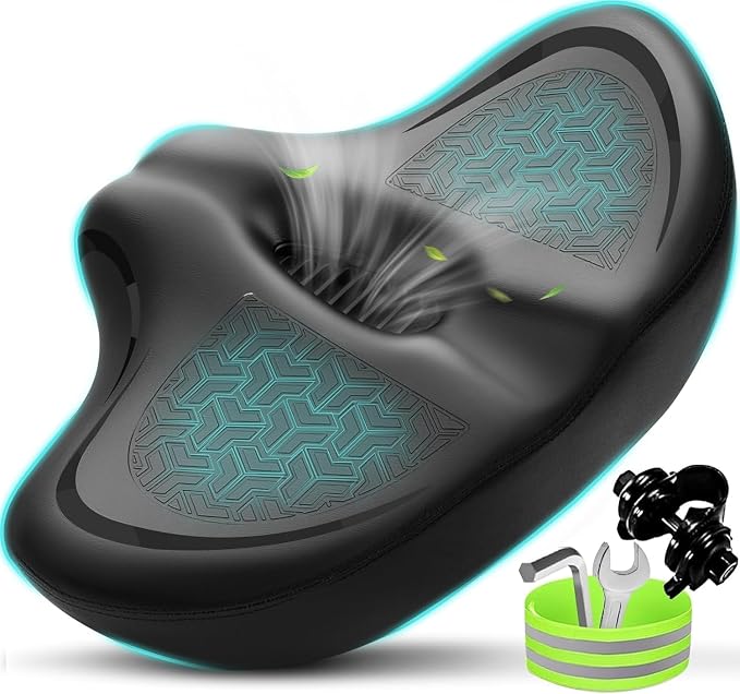 Noseless Bike Seat Cushion for Men & Women - Extra Padding & Comfort Wide Bicycle Seat, Oversized Comfortable Saddle for Peloton Bikes, Exercise Bikes, Electric Bikes, Cruiser Bikes