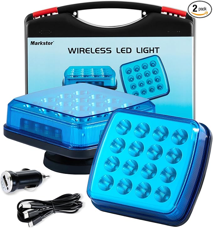 Rechargeable Magnetic LED Road Flares, Portable Emergency Strobe Safety Lights for Trucks & Vehicles